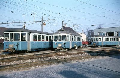 WSB Neues Rollmaterial vor dem Depot Aarau, 1967