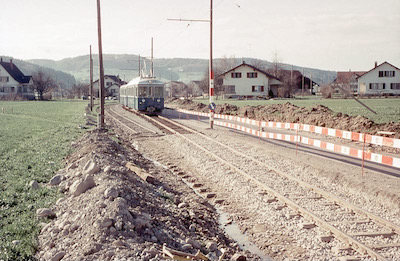 WSB Umbau Oberkulm, provisorisch auf Strasse, 1970