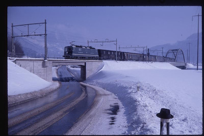 SBB Linthbrücke, südlich Ziegelbrücke, 1970