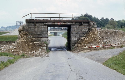 SBB Rupperswil, alte Unterführung, Abbruch, Apr. 1984