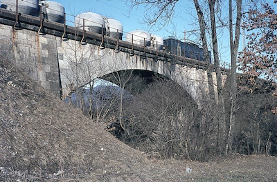SBB, Suhrenbrücke bei Aarau/Buchs, Zementsilowagen, Aufnahme 1963