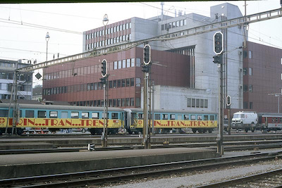 SBB, Aarau, rollendes Studio der RTSI (Radiotelevisione Svizzera Italiana), seit 2009 die heutige RSI, Aufnahme 1990