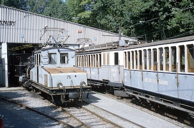 LLB, Chamby, Depot und Ge 4/4 75 der Georg Fischer AG, Aufnahme 1993