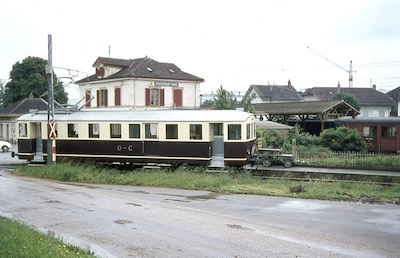 OC, Chavornay, Triebwagen BDe 4/4 12 oder 13, Aufnahme 1969