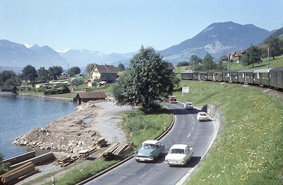 SBB Brünigbahn, am Alpnachersee, 1965