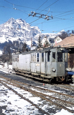 StEB, Engelberg, Triebwagen BFZe 2/4 2, Aufnahme 1959