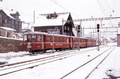 LSE, Hergiswil, Pendelzug mit zwei BDeh 4/4, Aufnahme 1965