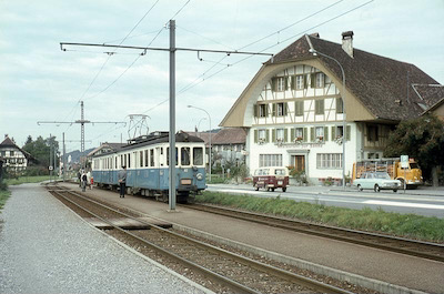 VBW, Rüfenacht, Restaurant zur Sonne, Pendelzug mit Be 4/4 42