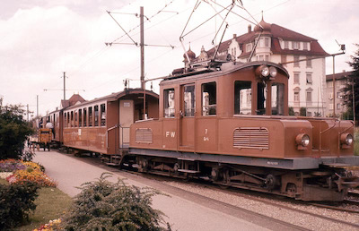 Frauenfeld-Wil-Bahn, Wil SG, Zug mit Ge 4/4 7, Aufnahme 1962