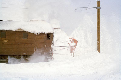 RhB Berninabahn, Alp Grüm, Dampf-Schneeschleuder, 1961