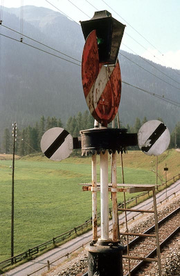 RhB, Cinuos-chel-Brail, Hipp'sche Wendescheibe (offen), Aufnahme 1977