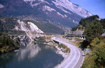 Rhein bei Reichenau, RhB, Brücke nord, 1968