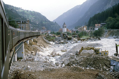 SBB Gotthardbahn, Gurtnellen, Unwetterschäden, Aufnahme 1987