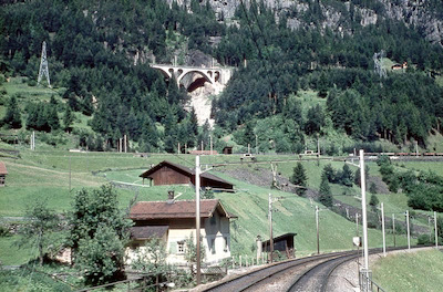 Gotthardbahn bei Wassen, Kehren, 1957