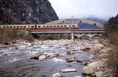 SBB, Biasca, Brennobrücke, RAe TEE II, Aufnahme 1970