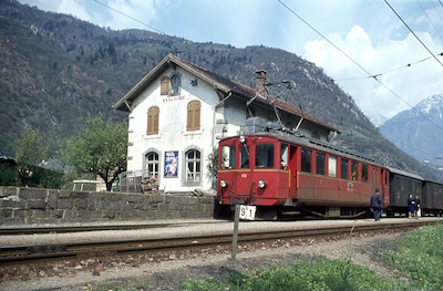 Bellinzona-Mesocco-Bahn, S. Vittore, RhB ABDe 4/4 452, Aufnahme 1972
