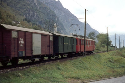 Bellinzona-Mesocco-Bahn, Cama, RhB ABDe 4/4, Aufnahme 1968