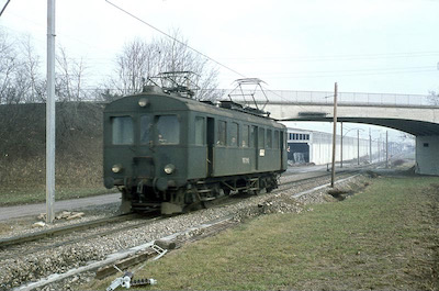 Wohlen-Meisterschwanden-Bahn, zwischen Wohlen und Villmergen, BDe 4/4 2 (Gleichstrom), Aufnahme 1966