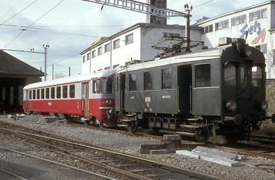 Wohlen-Meisterschwanden-Bahn, Depot Fahrwangen, Be 2/2 11, Bt 11, Aufnahme 1966