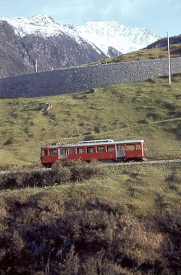 Furka-Oberalp-Bahn, Hospental, ABFhe 2/4, Aufnahme 1963