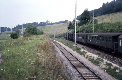 SBB/CJ, südlich Porrentruy, Abzweigung CJ nach Alle-Bonfol, Aufnahme 1966