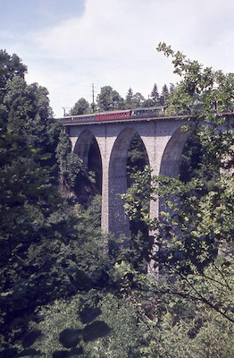 SBB, Sitterviadukt zwischen Gossau und St. Gallen, Schnellzug, Aufnahme 1968