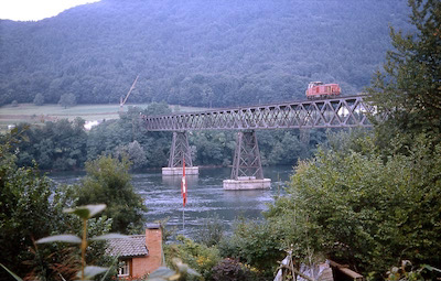 SBB, Rheinbrücke zwischen Etzwilen und Hemishofen, Bm 4/4, Aufnahme 1968