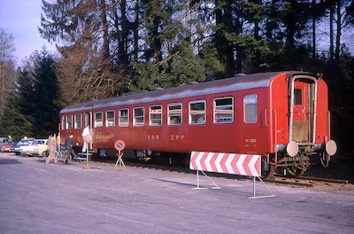 SBB, Kölliken, Tankstelle N1, Büffetwagen WR 10003, Aufnahme 1968