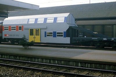 SBB, Lenzburg, Doppelstock Prototyp, Aufnahme 1984