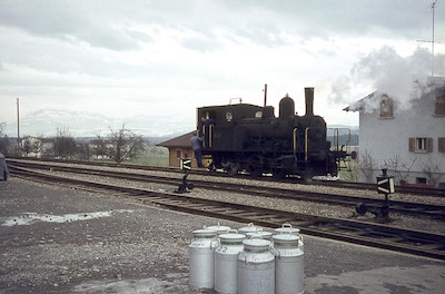Sursee-Triengen-Bahn, Triengen-Winikon, Dampflok E 3/3 8522, Aufnahme 1971