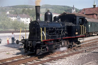 Sursee-Triengen-Bahn, Triengen-Winikon, E 3/3 5, Aufnahme 1976