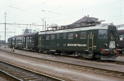 SOB, Arth-Goldau, Pendelzug mit De 4/4 22, AB 205 und Bt 204, Aufnahme 1967